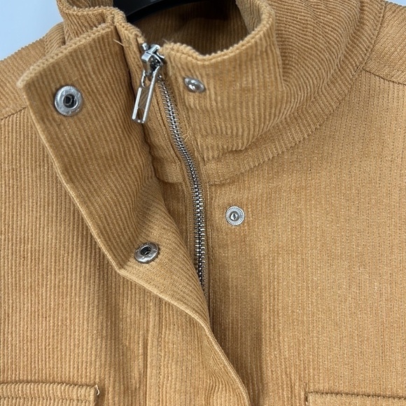 𝅺LA Hearts cropped corduroy Full zip full snap jacket size medium tan New M - Picture 6 of 10